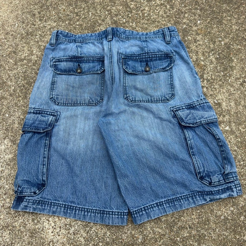 Vintage Y2K St. John's Bay Cargo Denim Jorts Baggy Workwear Blue 34 (b4)